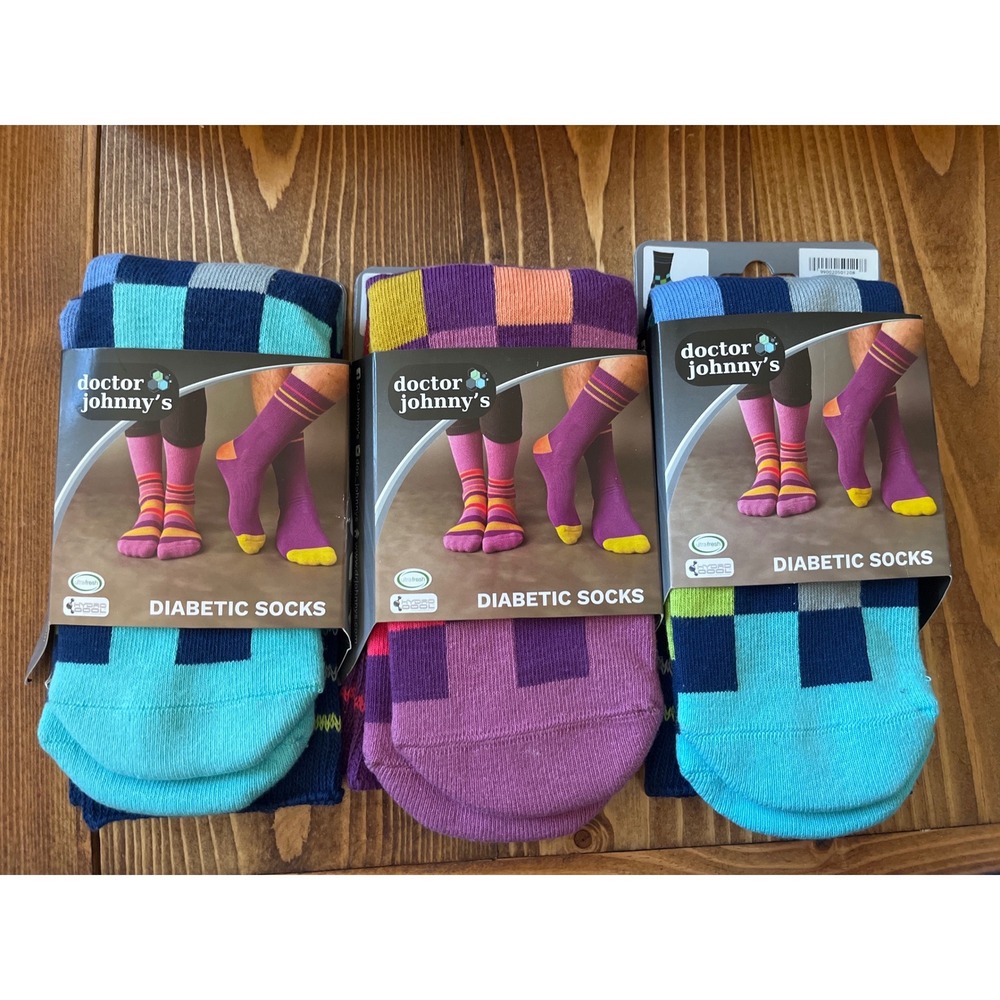 Doctor Johnny's Diabetic Socks 3 Pairs, Multicolor M/L women's 9-12